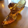 Fenton  Amber Glass  Victorian Healed Slipper