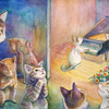 水彩画「子犬のワルツ」