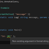 【Rider】string.Format のように扱う必要があること明示する StringFormatMethod 属性