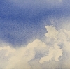 水彩で雲を描く