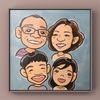 年賀状用の家族の似顔絵