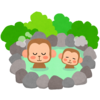 温泉に入る猿のフリーイラスト素材