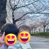 弟抱っこしながらの写真撮影！桜満開！