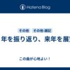 １年を振り返り、来年を展望