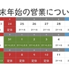 年末年始の営業について