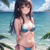 【Stable Diffusion】AnyLoraCleanLinearMix_ClearVAE and LoRA generated a swimsuit image of Miko Yotsuya, a visible child.