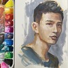 ターナー デザインガッシュ(不透明水彩)で人物画色クロッキー