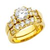 $# Affordable 14K Yellow Gold Round Round and Baguette CZ Cubic Zirconia Wedding Engagement Ring and Wedding Band 2 Two Piece Set Coupon For Less
