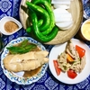 キュウリの味噌ディップ 手羽中の炒めもの カレイの煮つけ　