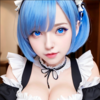 【Stable Diffusion】I made a cosplay image of REM of Rizero with Diffusers and lora files.