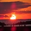 浜ちゃん日記　　遠州灘海岸で夕日と月光が映えた