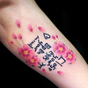 白筋の桜と文字のタトゥーデザイン　cherry blossom tattoo