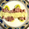 キウイソースのカルパッチョ 鶏肉団子のごまスープ