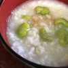 玄米餅とそら豆入りお粥