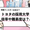 【トヨタの採用大学は？】学歴フィルターや倍率・就職偏差値も徹底調査！