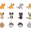 日本猫いろいろ12匹のイラスト