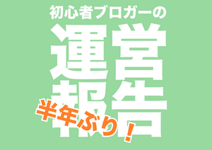 【初心者の運営】半年ぶりの運営報告！PV、記事数、注目記事とか！