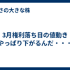 3月権利落ち日の値動き　やっぱり下がるんだ・・・