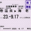 本日の使用切符：小田急電鉄 鶴巻温泉駅発行 鶴巻温泉-海老名 往復乗車券