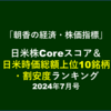 日米株Coreスコア ＆日米・時価総額上位BIG10銘柄 割安度ランキング（日米7/25終値 算出）