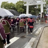 雨の中唐津神社で