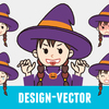 【ハロウィン第2弾】魔女の表情5パターンのかわいいイラスト素材・商用無料（PNG）