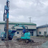 大荒れの中で工事