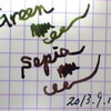 万年筆用古典ブルーブラックの新色GreenとSepiaの筆記動画