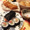  dinner today sushi roll, inari, and fish-ball soup! On the