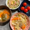 【本日のホットクックごはん】野菜炒め・おみそ汁・春雨サラダ