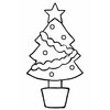 クリスマスツリーの白黒イラスト