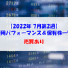 【株式】週間運用パフォーマンス＆保有株一覧（2022.7.8時点） 売買あり