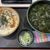 ミニかつ丼かけそばセット　600円に、無料クーポン券を使って、わかめを追加する。 (@ ゆで太郎 in 豊島区, 東京都) 