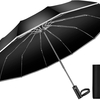 反射テープ付きで夜も安心 折りたたみ傘 メンズ 丈夫な12本骨 MRTLLOA ワンタッチ開閉、丈夫と評判