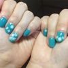 さわやか★乙女な100均ターコイズネイル♪