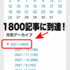 年間のブログ記事、1800本 達成！