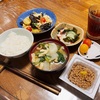 週明けの朝は、残り物で朝御飯にしました。