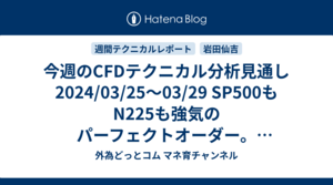 今週のCFDテクニカル分析見通し 2024/03/25〜03/29 SP500もN225も強気のパーフェクトオーダー。上昇トレンド継続