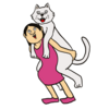 猫を背負う女性 のかわいいイラスト
