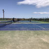昨日は河川敷のコートで練習とダブルス