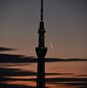 🌜️下弦の月とスカイツリー❗️