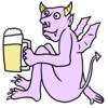 ビールを飲むかわいい悪魔 のイラスト