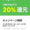 20%還元 LINE pay コード払い2/28まで  急げ💨お