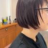 白髪染めもおしゃれに！暗めオレンジブラウン×あごラインボブ 	▷落ち着きカラーで抜け感プラス◎