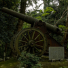 日露戦争の戦利品としてロシア製の大砲が奉納されている奈良県葛城市の笛吹神社