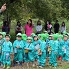 ばら組のプレーデーは夕日寺で森の幼稚園