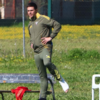 Con muletas en una sesióno