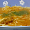 大人むけのパスタ 紅ずわい蟹のトマトクリームスープ仕立て