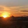 夕陽と富士（多摩川堤防より）〈1221〉Sunset and Mt. Fuji（Scenery from the bank of the Tama River)