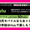楽天モバイルでHuluが初回3カ月最大50％ポイント還元！期間限定キャンペーンで初月無料トライアルも